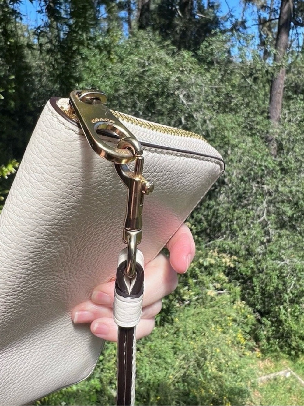 COACH Long Zip-Around Pebble Leather Wallet w Chalk White with Gold Hardware - Picture 7 of 10